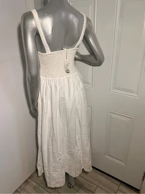 New Marine Layer Selene Embroidered Eyelet Maxi Dress White Size S Pockets thumbnail 10