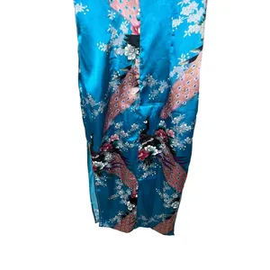Laogudai Blue‎ Peacock Floral Mandarin Collar Chinese Style Cheongsam Dress M thumbnail 9