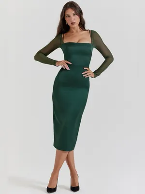 House of CB Ellica Emerald Green Midi Dress S thumbnail 7