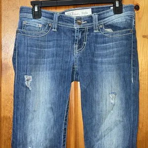 BKE denim Stella distressed jeans bootcut size 26x31 1/2 lighter western country thumbnail 3