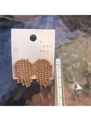 A New Day NWT Rhinestone Dark Gold Multi Strand Chandelier Earrings thumbnail 4