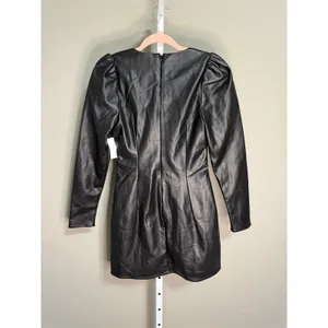 Torn by Ronny Kobo Gemma‎ Vegan Leather Cutout Mini Dress M black chic sleek thumbnail 10