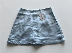 Sirena Light Blue Satin Mini Skort Women Size M Built-in Shorts Back Zip NEW thumbnail 1