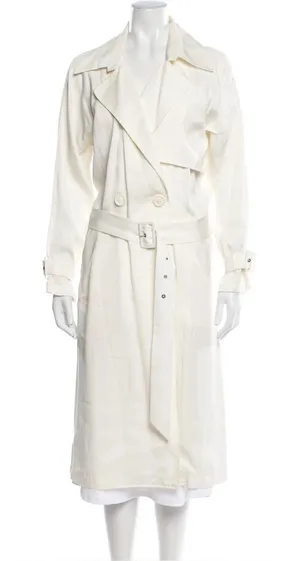 Michelle Mason Classic Ivory Belted Trench Coat | Size 4 thumbnail 1