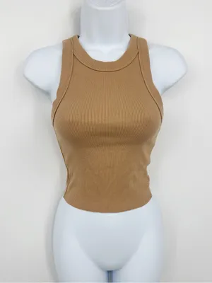 Aerie Tan Cropped Tank Top Size XS Boho Basics Comfy thumbnail 1
