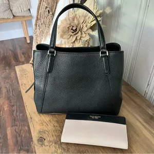 Kate Spade Medium Triple Compartment Satchel Jackson Black With Wallet thumbnail 8
