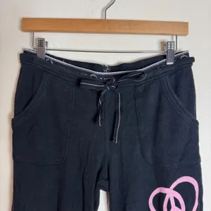 Pink Victoria's Secret Y2K Peace Heart Waffle Knit Lounge Pants Black Small thumbnail 3