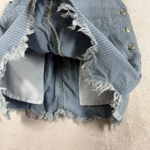 Free People Hickory Stripe Denim Overall Mini Dress Blue White Pinstripe Size 0 thumbnail 5