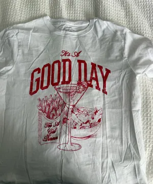 Abercrombie Girl Dinner Graphic Tee | White | Size S thumbnail 1