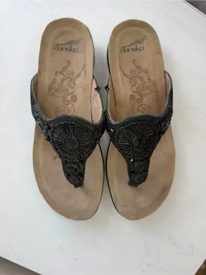 Dansko Pamela Women's Jeweled Thong Comfort Sandals Black Leather SZ EU 39 9 thumbnail 10