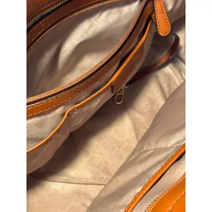 Michael Kors Signature Logo Satchel Brown Leather Trim Crossbody Bag thumbnail 12
