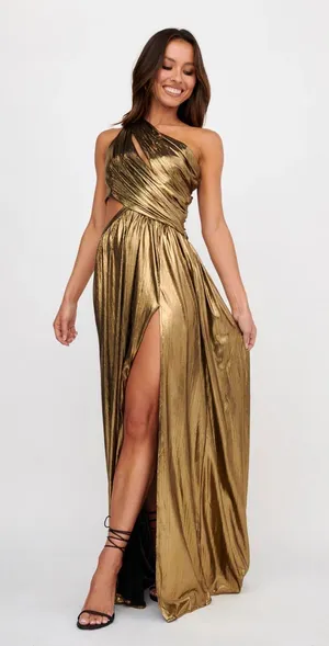 Selfie Leslie Gold Maxi Dress thumbnail 2