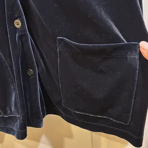 Lauren..Ralph Lauren Dark Blue Velvet Shacket/Shirt Long Sleeve Button Down thumbnail 4