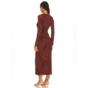 NWOT Free People Shayla Floral Long Sleeve Wrap Dress Small, CHOCOLATE COMBO S thumbnail 4