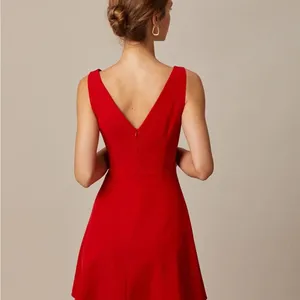 RIHOAS The Red Boat Neck High Waisted Mini Dress M thumbnail 5