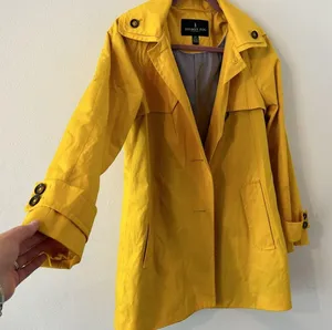London Fog Yellow Hooded Single Breasted A-Line Rain Jacket Size Small thumbnail 3