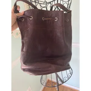 Leather Barrel Shoulder/Crossbody Bag Brown Leather Brass‎ Hardware Boho thumbnail 4