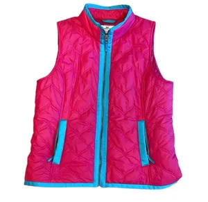Vineyard Vines Hot Pink Quilted Puffer Vest Coat Whale L Preppy Turquoise thumbnail 1