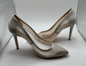 NWB badgley mischka size 8.5 heel Weslee Crystal Embellished Evening Shoe bling thumbnail 9