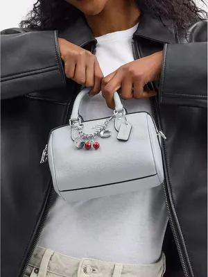 Coach Mini Rowan Crossbody Bag With Charms Pebbled Leather/Silver/Ice Blue NEW thumbnail 7