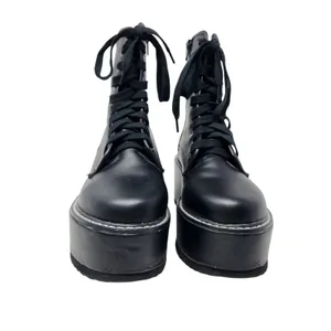 Liliana Shoes Black Leather Zip Archer 1 Chunky Platform Combat Boots Size 7.5 thumbnail 6