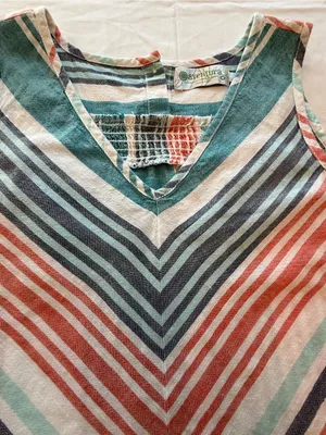 Aventura Organic Cotton Striped Tank Top Medium Sleeveless Boho Coastal thumbnail 2