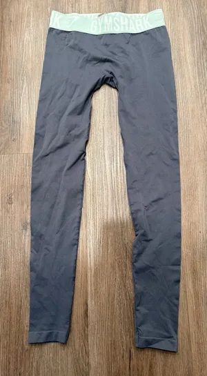 Gymshark Seamless Leggings Charcoal Grey‎ Mint Logo Waistband XS thumbnail 1