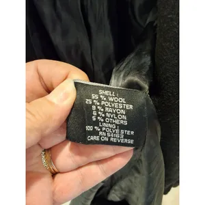 Guess Black Double Breasted Peacoat Wide Shawl Collar Fitted Wool Blend S 2000s thumbnail 6