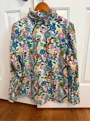 Ro's Garden Long Sleeve Button Front Blouse Top in "Botanic Multi" print Size M thumbnail 5