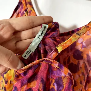 Maurices orange pink purple vintage cheetah print tank top cinched waist women M thumbnail 4