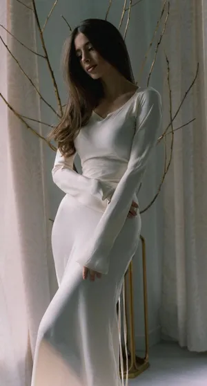 Marbl (Dubai Brand) Gamine Long Sleeve Ivory Dress thumbnail 9