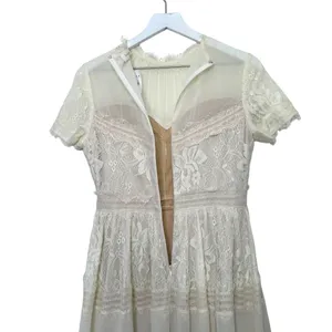 Bohme NWT Short Sleeve Lace Midi Dress Ivory Size Small thumbnail 4