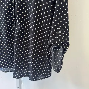 Adrienne Vittadini Polka Dot Roll‎ Tab Sleeve Blouse Black White VW31239 Large thumbnail 4