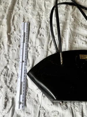 Beijo Black Patent Dome Shoulder Bag with Gold Plaque thumbnail 5