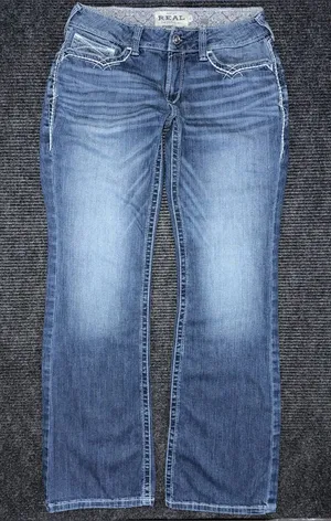 Ariat REAL Mid Rise Stretch Entwined Boot Cut Jeans Sz 28 x 34 LONG 10017510 thumbnail 1
