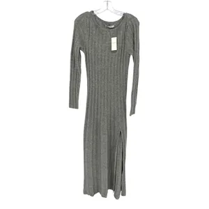 Abercrombie & Fitch Sweater Midi Dress Women Small Grey Ribbed Minimalist Luxury thumbnail 5