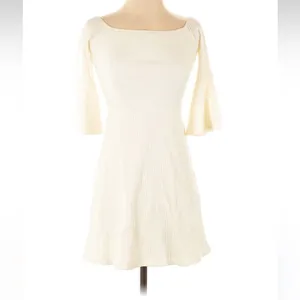 NWT NBD Seduire White Off Shoulder‎ Mini Dress Ribbed Bell Sleeve Bridal Small thumbnail 7