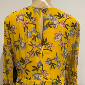 New Lulus Maxi Dress Sz M Thrive Together Yellow Floral Long Sleeves NWT thumbnail 9