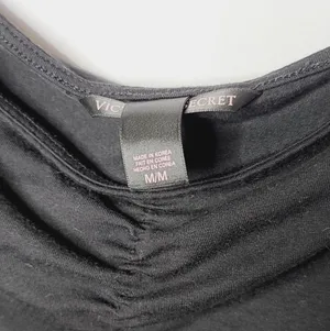 Victoria Secret ruched neck and sleeve black shirt top sz Medium thumbnail 4