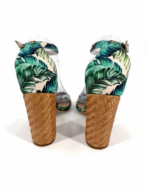 Sam Edelman Yaro Jade Palm Print Ankle Strap Summer Tropical Botanical Sandals thumbnail 4