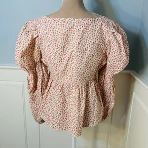 Tuckernuck Hyacinth House Puff Long Sleeve Peplum Floral Blouse Small thumbnail 6