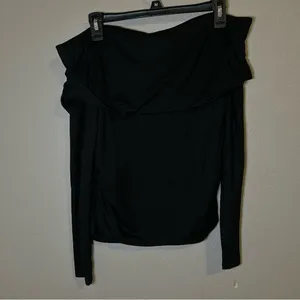 NEW Reformation Florentina Black Draped Off Shoulder Knit Top Women’s Size Large thumbnail 6
