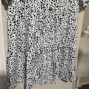 Dalmatian Tiered Polka Dot Mini Dress Spotted Black White Sz Small Spring Fun‎ thumbnail 3