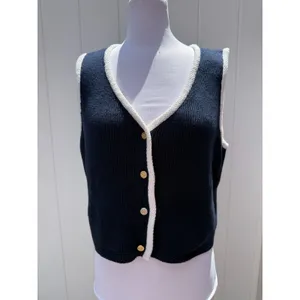 Abercrombie & Fitch Mara Button-Up Sweater Vest in Navy Size XL thumbnail 3