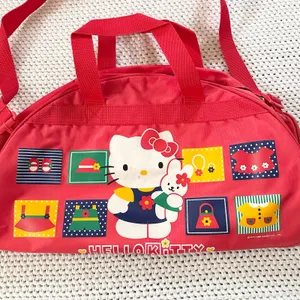 Hello Kitty Sanrio Red 1996 Nylon Vintage Square Tile Dome Weekender Duffel Bag thumbnail 3