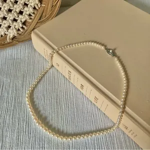 Pink Pearlescent Necklace Vintage “Noreen” 18” Marquise Fishhook Silver Classic thumbnail 1