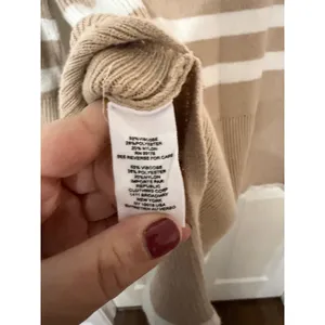For The Republic Tan‎ White Striped Quarter Zip Mock Neck Sweater Small thumbnail 5