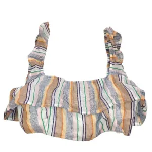 Tularosa Penelope Multi Striped‎ Printed Cropped Top Ruffle Beach S thumbnail 11
