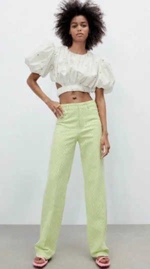 ZARA // GINGHAM STRAIGHT LEG PANTS thumbnail 1