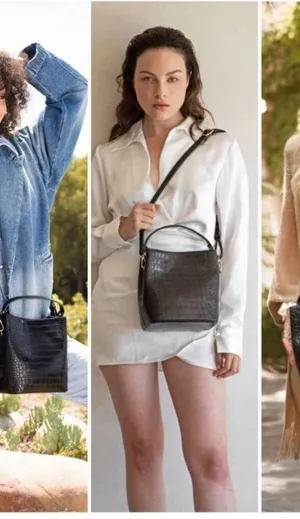 AOTA Black Vegan Leather Hobo Bag thumbnail 4
